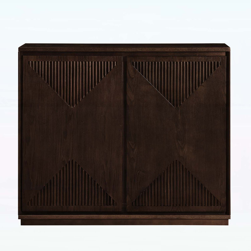 Mid Century Modern V-shape Storage Cabinet, Buffet Cabinet with Storage, Narrow Side Cabinet for Living Room Entryway Hallway Kitchen, Coffee Bar, Dark Walnut