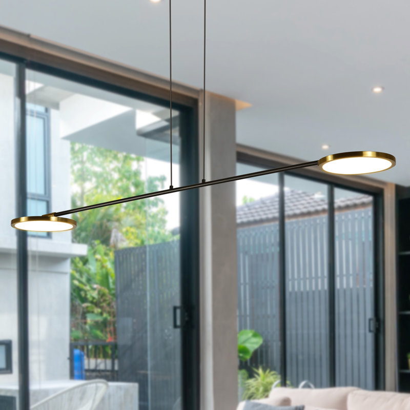 Torino 39-in Integrated LED Height Adjustable ETL Certified Pendant Light with Rotating LED Disks