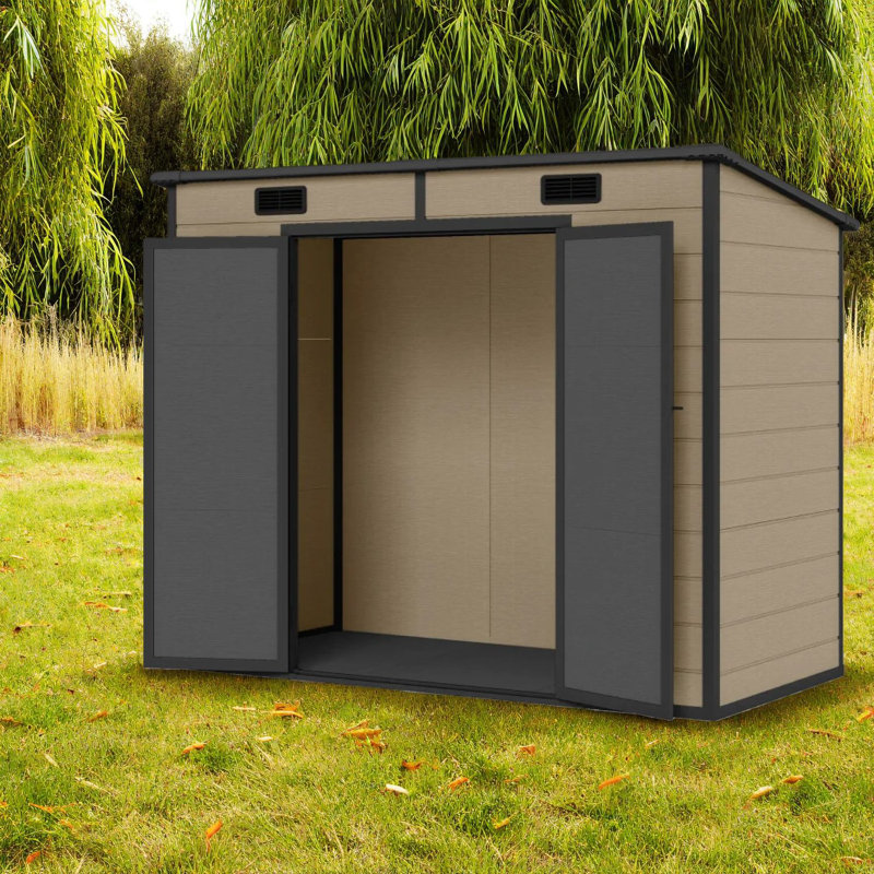 Remises spacieuses en métal pour le rangement dans le jardin, remise d'extérieur brun clair