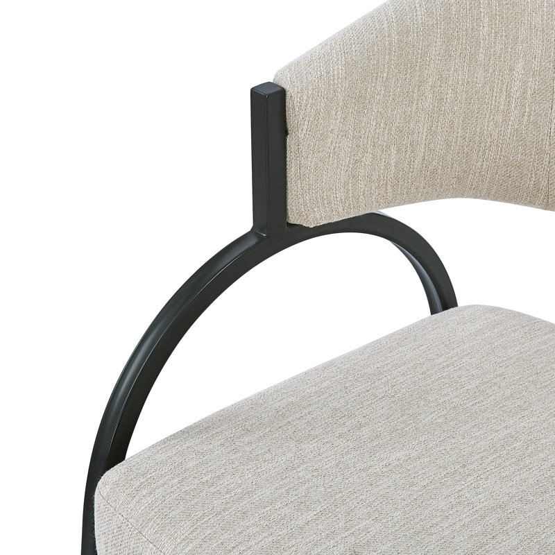 Chaises de salle à manger rembourrées avec pieds en métal (ensemble de 2), Beige