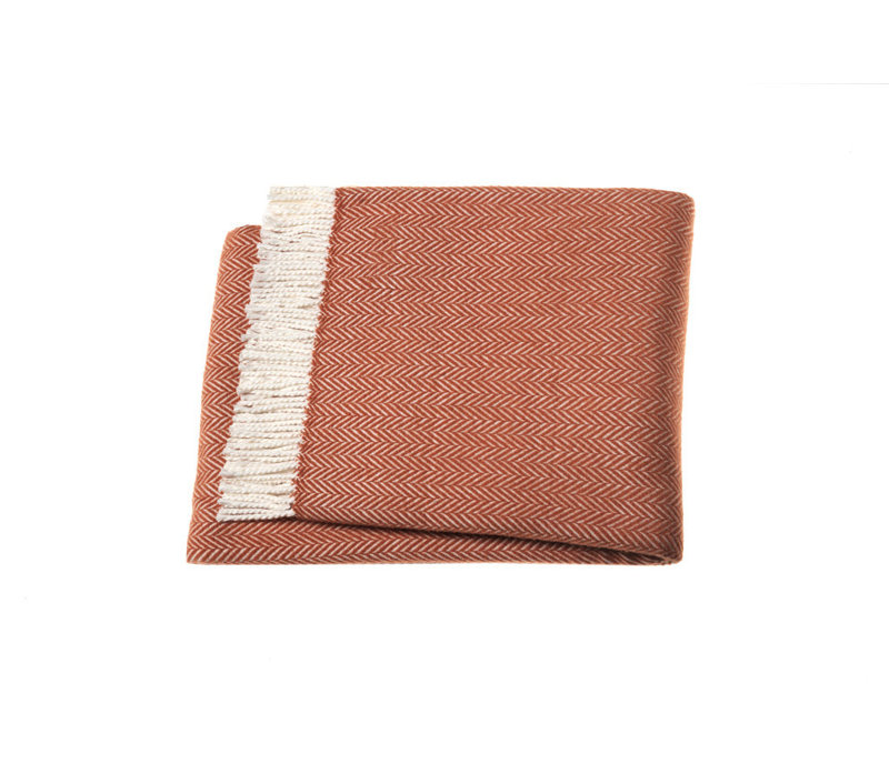 Jeté Slanted, Orange / chevron blanc