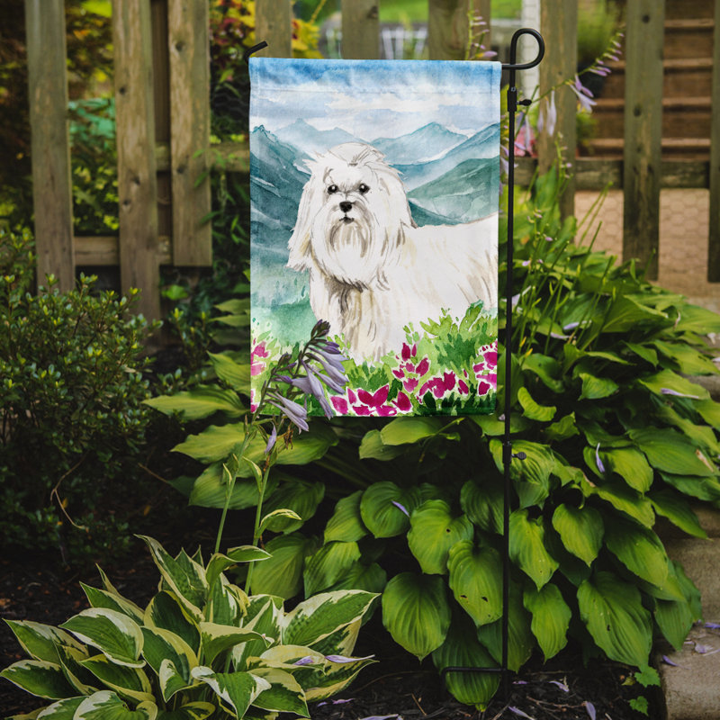 Yorkshire terrier yorkie à 2 côtés en polyester 15 x 11,5 po mountain fleurs drapeau de jardin, Maltais (noir/vert)