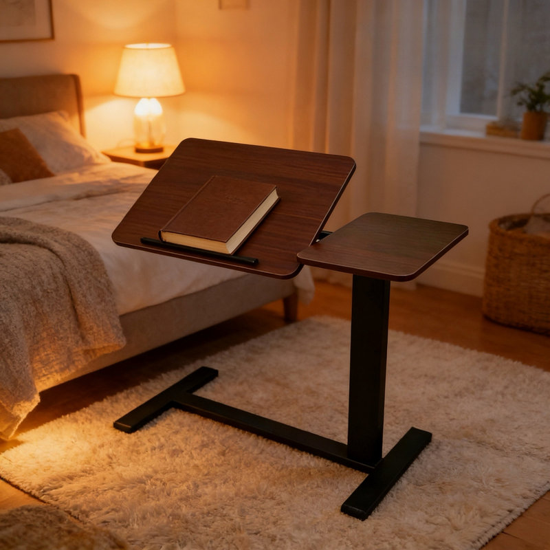 Bureau mobile à hauteur réglable noyer