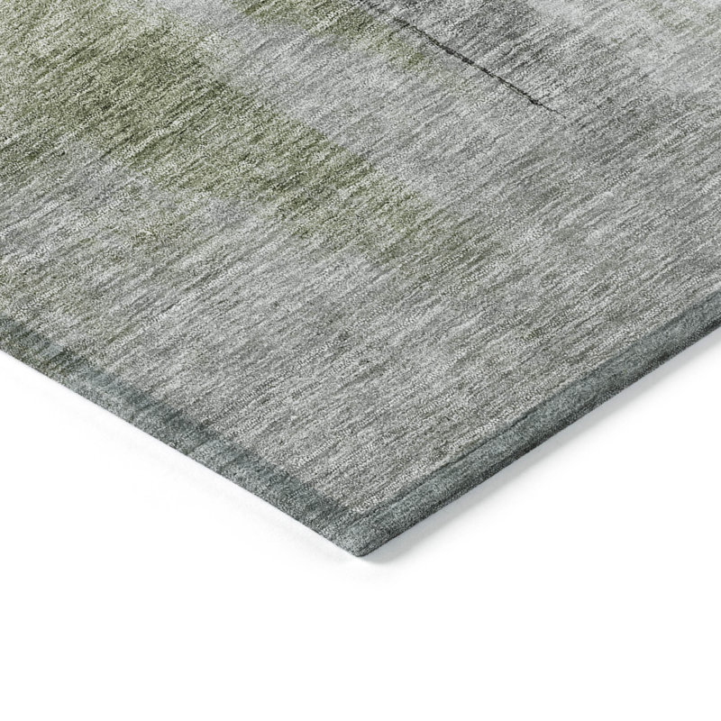 Sage Rectangular Synthetic Washable Indoor/Outdoor Rug 3' x 5'