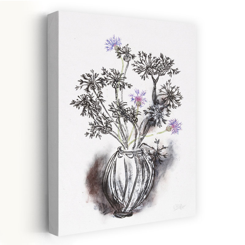 Art contemporain contemporain coloré délicat avec fleur rose délicate, H 36 po x l 24 po