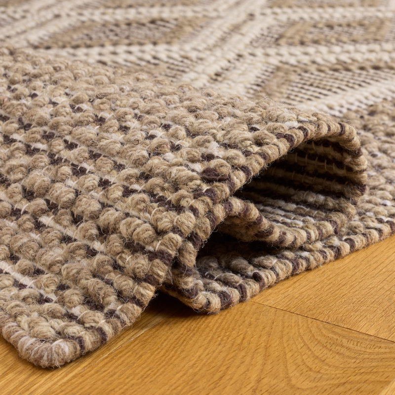 Tapis beige en laine / coton tissé à la main Kentshire, Rectangle 9 pi x 12 pi