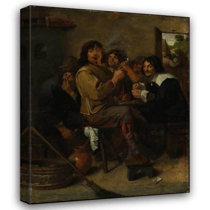 «The Smokers» par Adriaen Brouwer - Art mural sur toile tendue avec châssis, H 24 po x l 17 po