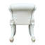 Tabouret de coiffeuse beige en similicuir sans accoudoirs, assise roulée à boutons avec garniture cloutée, hauteur de 28 pouces pour le tabouret de chambre à coucher en tissu à motif uni, rembourré et dossier, argent antique