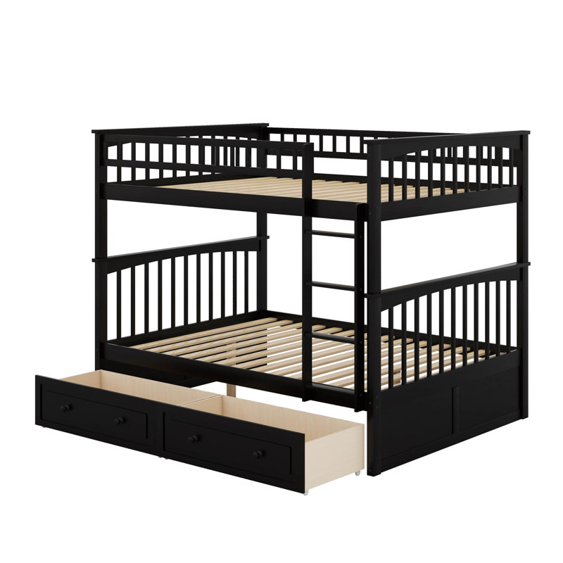 Full Over Full Bunk Bed With Drawers, Espresso