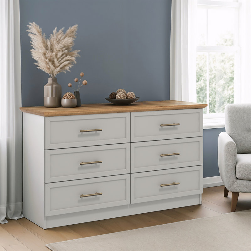 6 Drawer Chest, Light Grey