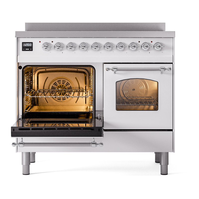 ILVE Nostalgie II 40 in Induction Range, White/Chrome