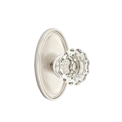 Ensemble de mortaise intérieure Emtek Passage avec rosette ovale et poignée en verre Astoria (LH)