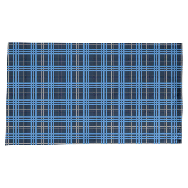 Nappe en mélange de coton à carreaux, Bleu marine / argent / bleu