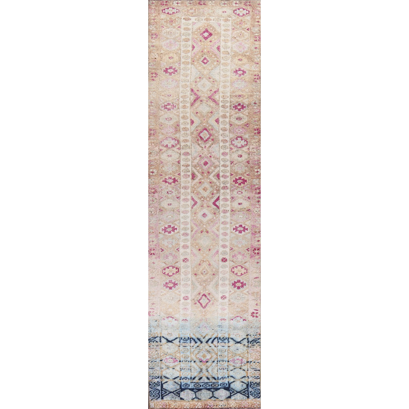 Tapis de couloir unique en laine noué à la main 3 pi 1 po x 12 pi 9 po New Age