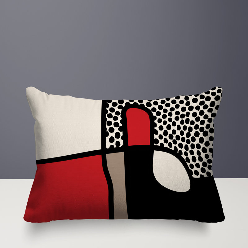 Coussin lombaire réversible intérieur / extérieur Jai Abstract, H 14 po x l 20 po, Rouge