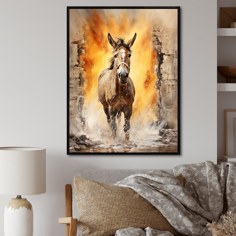 «Expressionist Donkey Pasture Dance I - Donkey», art mural, H 20 po x l 12 po x P 1 po, Cadre flottant noir