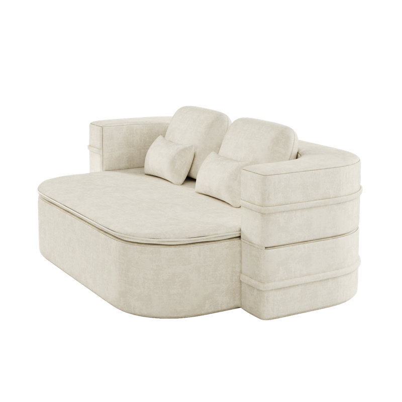 Canapé-lit 75 po 2-en-1 pliable pour le salon, Chenille beige
