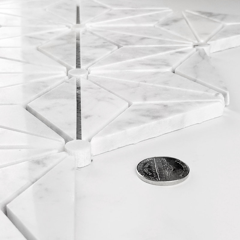 Tuscany 12 in. x 12 in. Marble Pressed Edge Triangle Mosaic Decorative Kitchen & Bathroom Wall Tile
