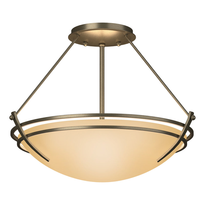 Tryne Semi Flush Mount, Soft Gold, Sand, 12.5" H x 16.4" W x 16.4" D