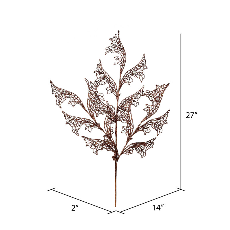 Le vaporisateur de Noël artificiel en dentelle à feuilles de corail à paillettes de 27 po Holiday Aisle® comprend 12 jets par paquet.