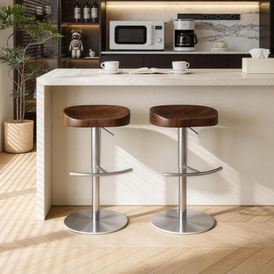 Chaise d'appoint sans dossier en noyer (ensemble de 2)