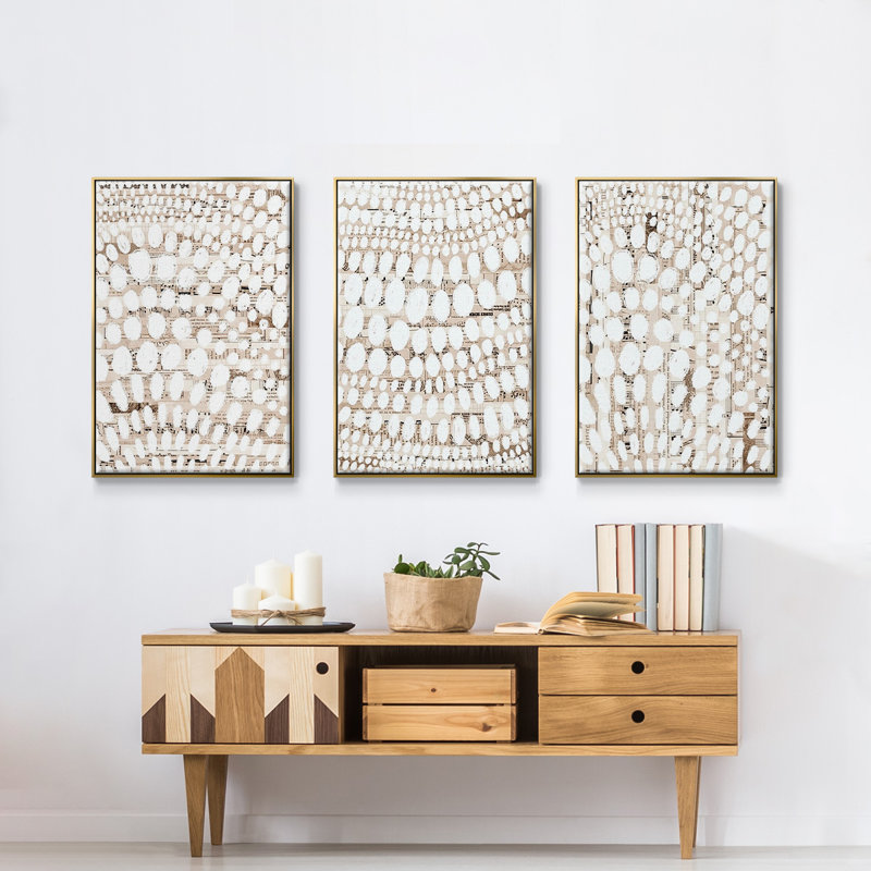 " Vintage Pattern I " 3 - Pieces, H 40 po x l 90 po x P 2 po, Or