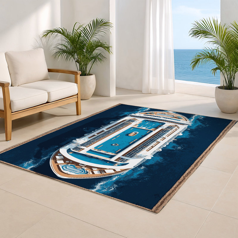 Tapis intérieur et extérieur bleu Transport, Rectangulaire 2 pi x 3 pi