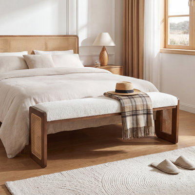 Solid Wood Shoe Bench with Cushion