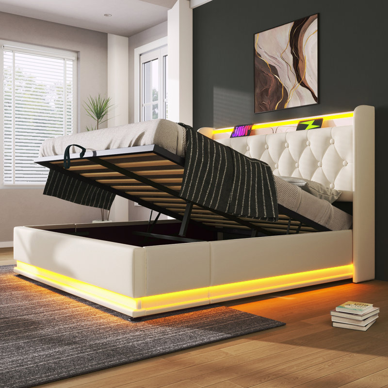 Upholstered Ottoman Storage Bed, Double (4'6)