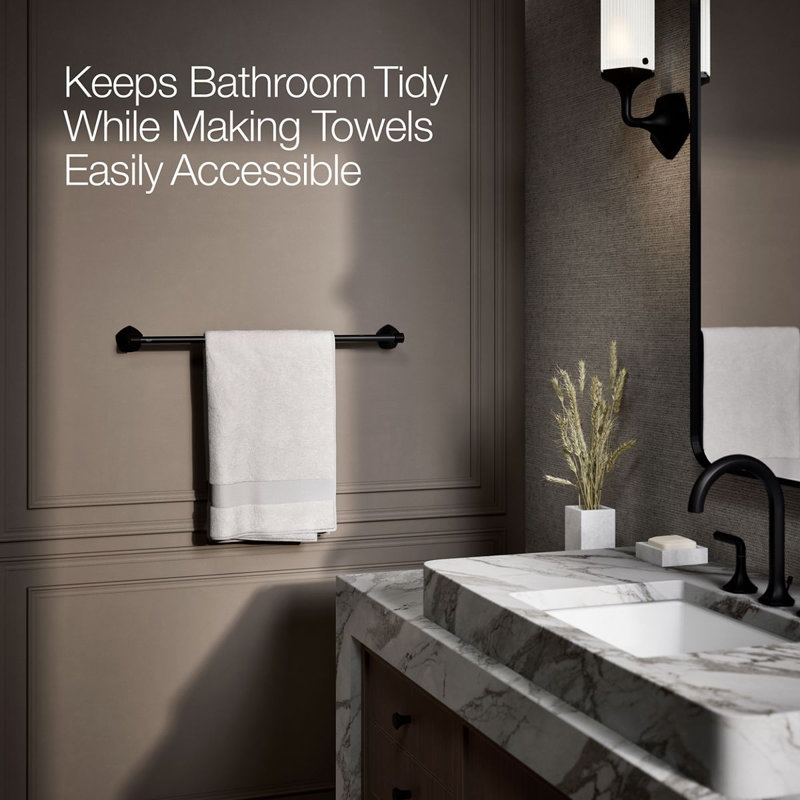 Occasion Towel Bar, Matte Black, 2.31" H x 24" W x 3.5" D