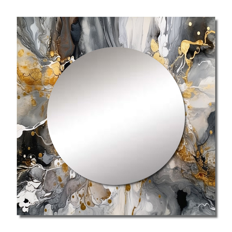 Leonara - Abstract Marble Square Mirror For Wall Art Decor, 29" x 29"