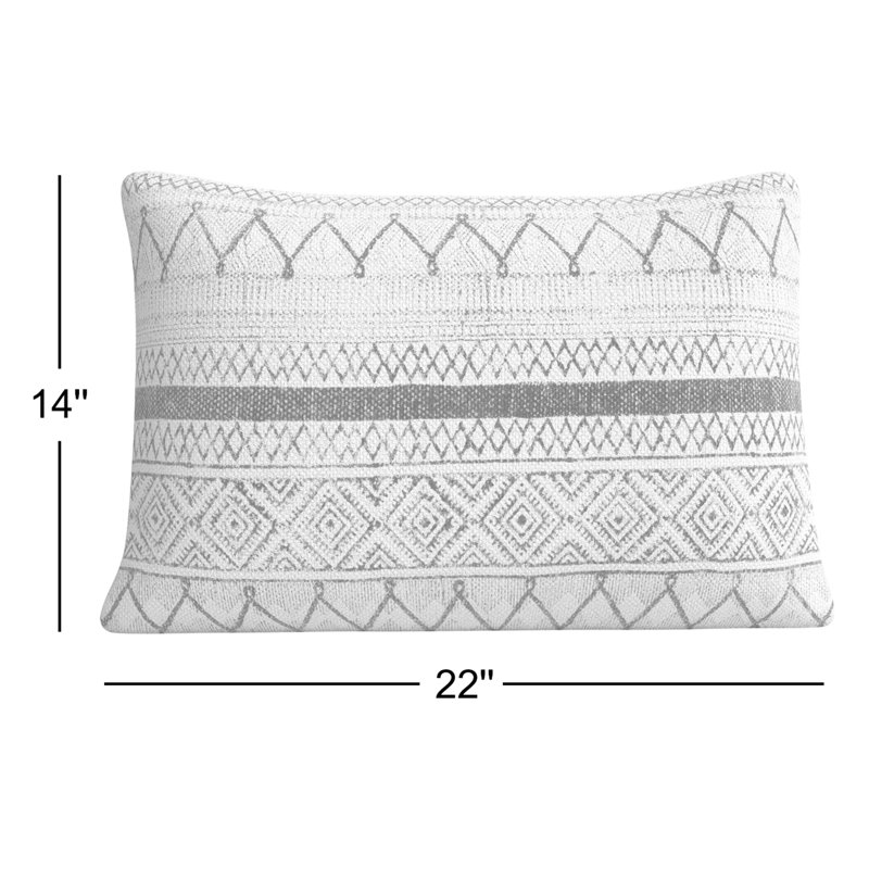 Zetta Geometric Cotton Throw Pillow, Light Beige/Dark Blue, Polyester/Polyfill