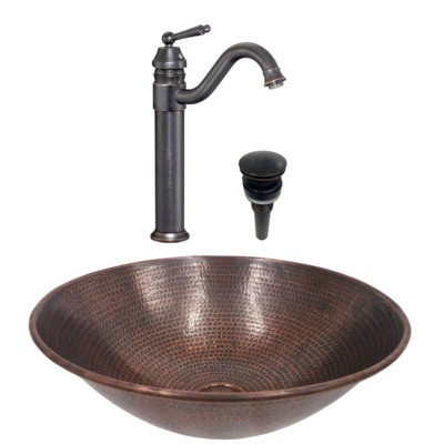 Ensemble de robinets de cuve en cuivre brossé 14 po et robinet de 13 po inclus
