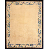 Minimalist Open Cream Color Field Antique 1900's Peking Chinese Rug