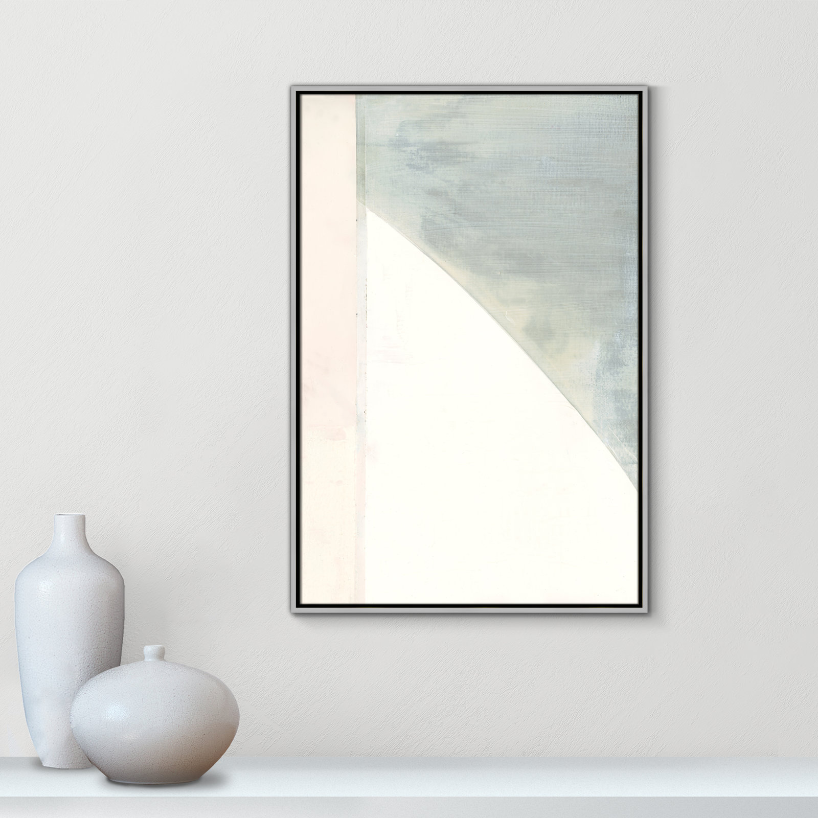 Alexandria "In Neutral I" Painting by Cartissi, 37.5" H x 25.5" W x 2" D, Silver Framed Canvas