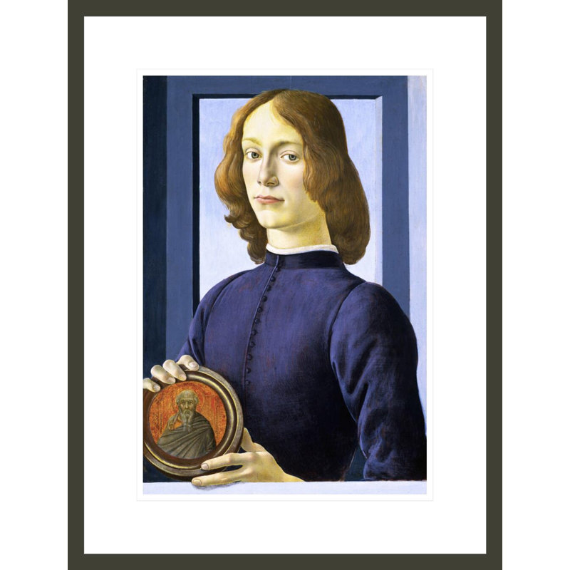 «Portrait of a Young Man» par Sandro Botticelli, impression giclée encadrée, H 21,75 po x l 16,58 po