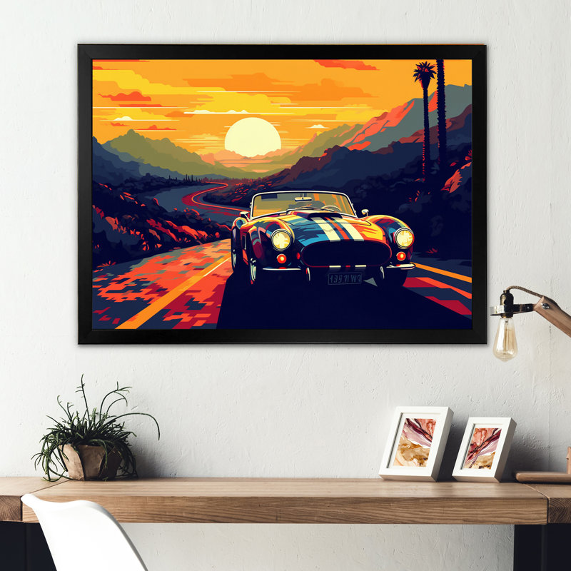 «Charisma II» sur toile bleue et jaune par nazie, Cadre photo noir, H 12 po x l 20 po x P 1 po