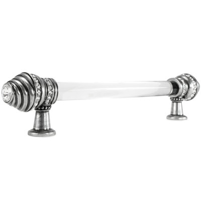 Cache multi-crystals large ends; 15 inch center to center appliance/long pull; 3/4 acrylic bar; decorated with swarovski crystals in finish Chalice