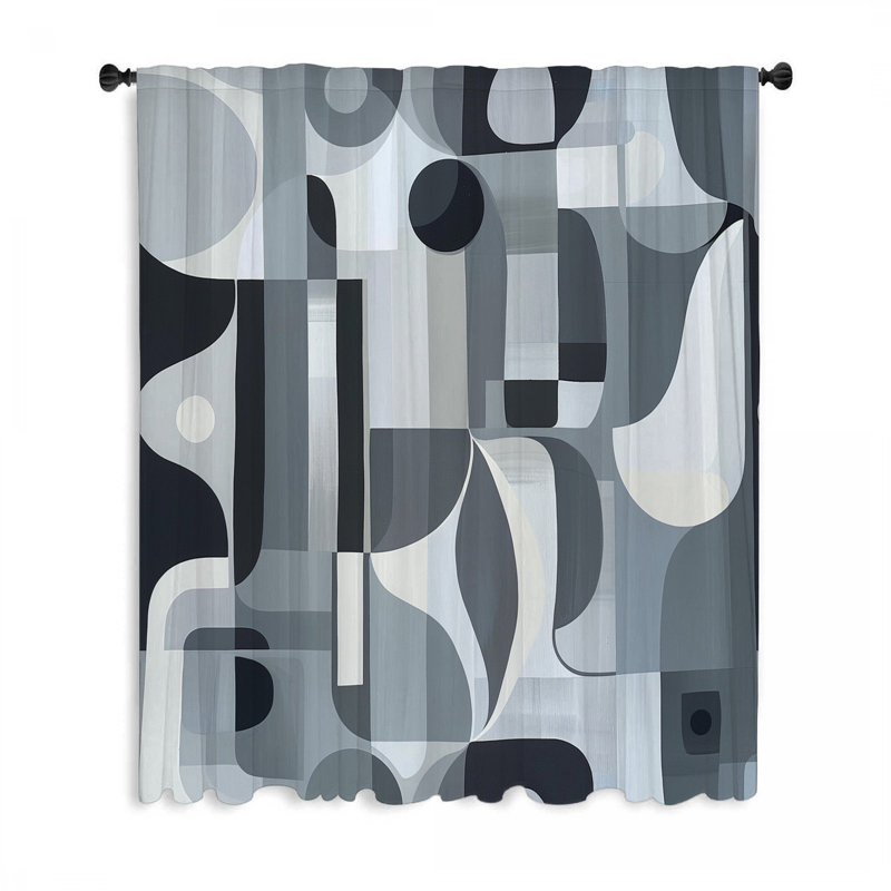 Rideaux de fenêtre modernes abstraits, voilages abstraits et voilages - 1 panneau, L 50 po x L 84 po
