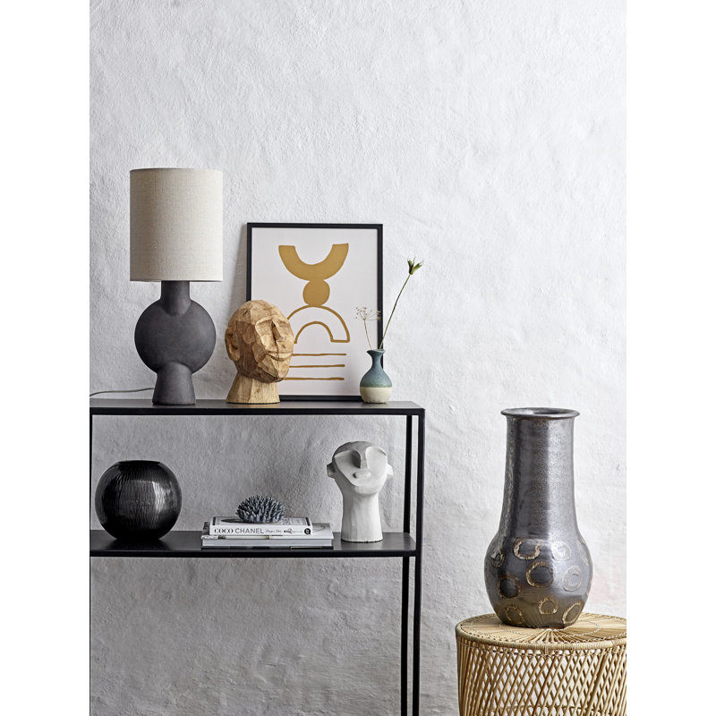 Sculptural Table Lamp with Linen Shade