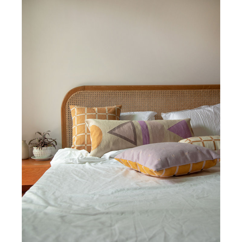 Dana Lumbar Pillow Cover, Ivory/Purple