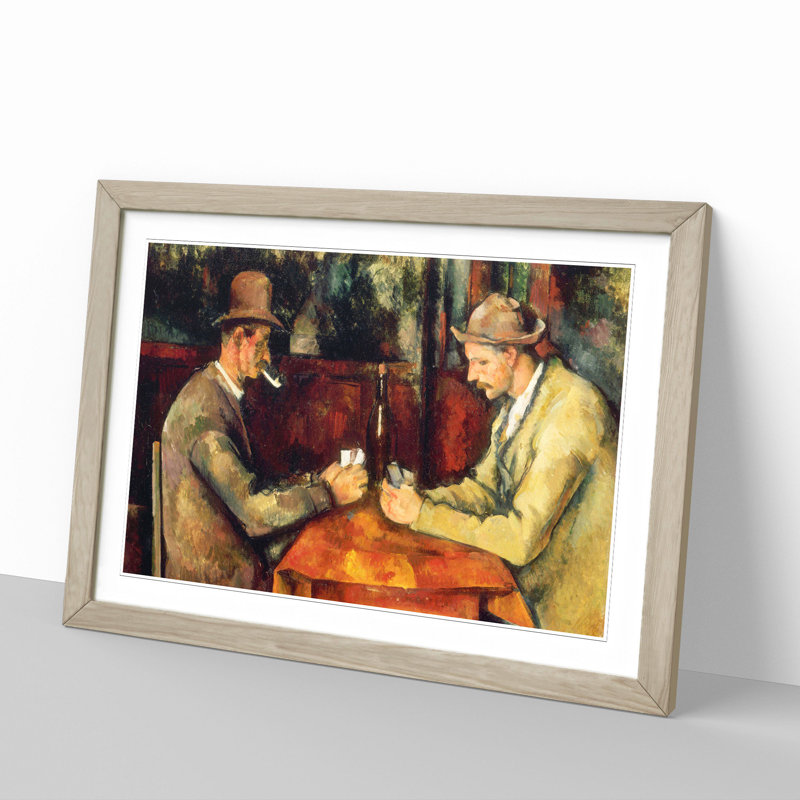 The Card Players Vol.3 by Paul Cezanne - Picture Frame Painting, 48cm H x 65cm W x 2cm D, Oak Framed