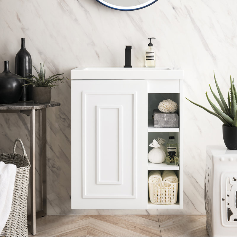 Meuble-lavabo simple l 24 po d'Alicante, Blanc lustré