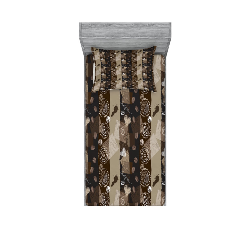 Ensemble de draps et taies décoratives Ambesonne Brown, Ensemble de draps pour lit simple + 1 drap-housse 