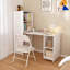 Bureau extensible extensible avec tablettes et roulettes de rangement - Conception pliable et peu encombrante-2119709293