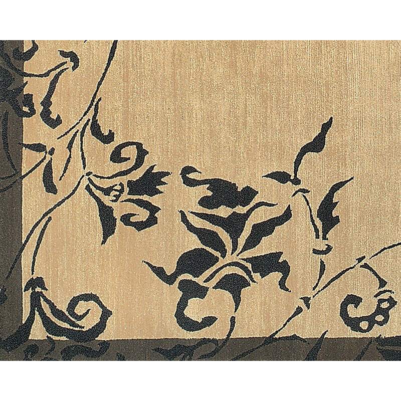 Venetia Wool Floral Area Rug in Beige/Black, Rectangle 3' x 5'