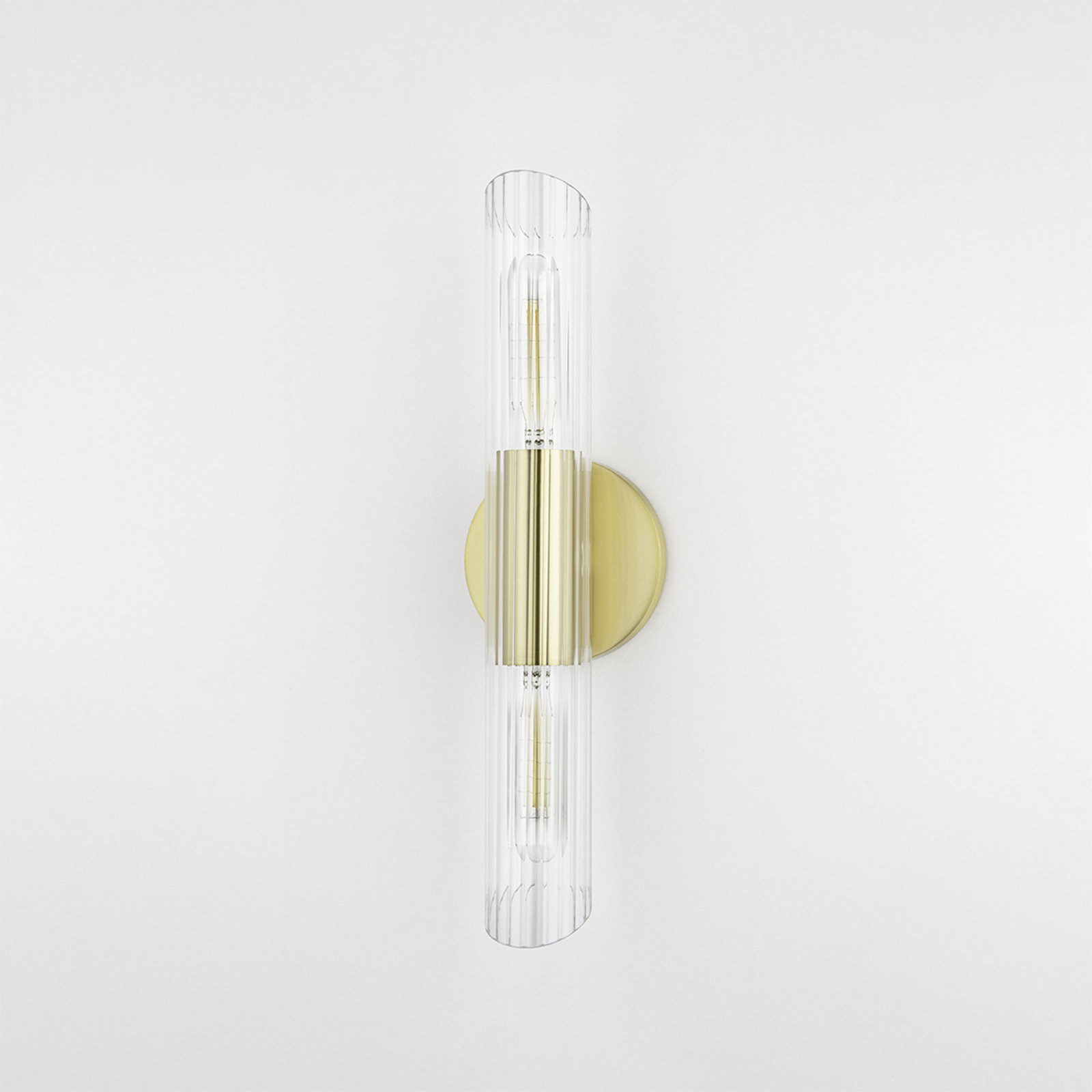 Anston 2 Light Glass Dimmable Armed Sconce, Aged Brass