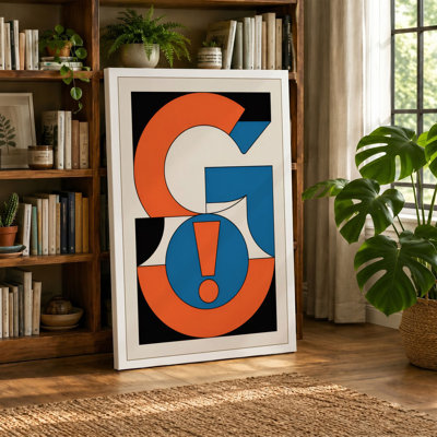 Orange and Blue Geometry Geometric - Wrapped Canvas