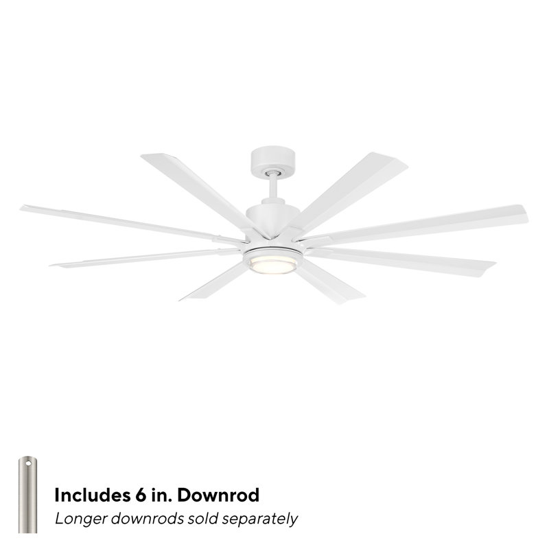 Size Matters 8-Blade Smart Ceiling Fan, Matte White, 65", Yes