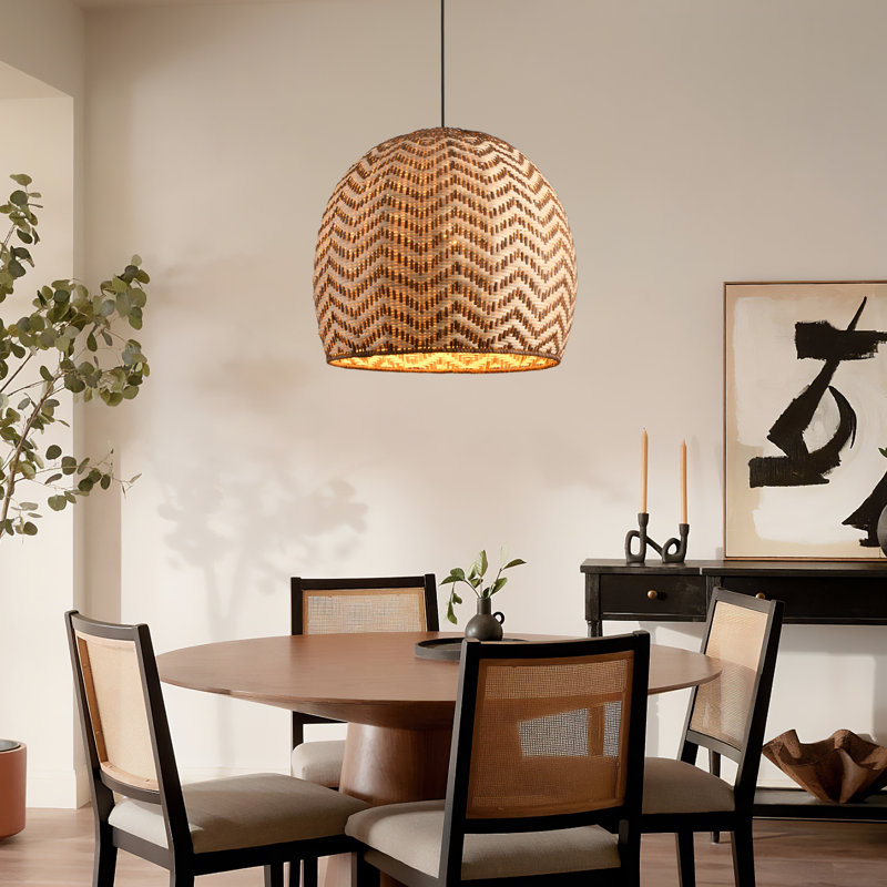 Luminaire suspendu en rotin de 13,77 po Carlise